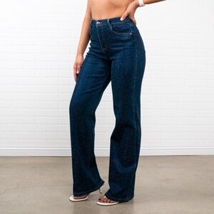 Adaline Rhinestone Straight Jeans | Blue